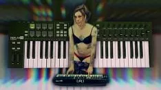 再生 Jolly pianoforte missy performin in her step-ins