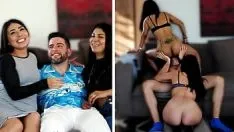 Abspielen Zwei sexy latinas wetteifern in einem dreier darum, seine frau zu werden
