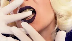 Play Free: medical nitrile white nurse gloves and fur with dark lipstick - blonde asmr (arya grander)
