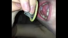 Abspielen Nimm Sperma von einem Gummi